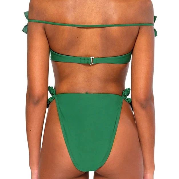 Pattern Type: Solid Sleeve Style: Off-Shoulder Material: Spandex And Nylon Green Summer Swimwear In Polyamide, Green Polyamide Swimwear For Beach Season, Green Polyamide Swimwear, Green Strapless Stretch Swimwear, Fitted Off-shoulder Swimwear For Beach Season, Green Strapless Swimwear For Party, Green Polyamide Swimwear For Vacation, Green Strapless Party Swimwear, Green Polyamide Swimwear For Swimming