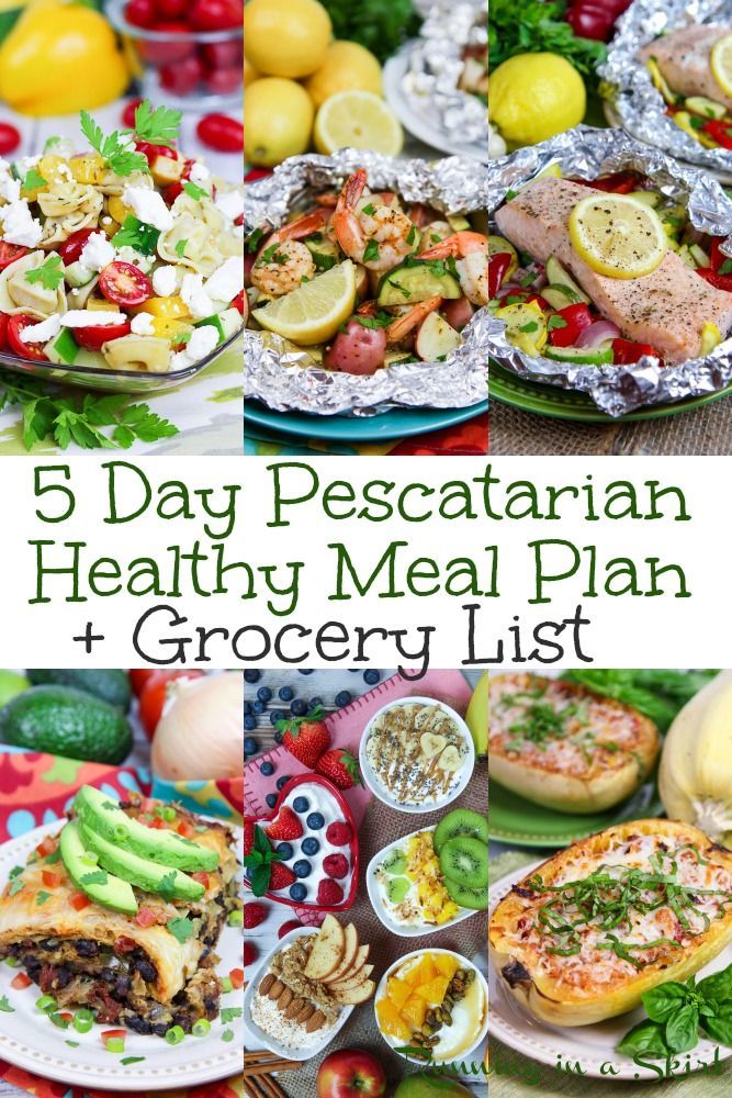 the 5 day pescatarian healthy meal plan and grocery list is full of delicious foods