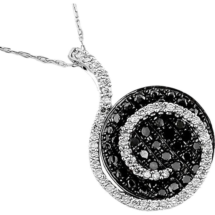 Royal 14K White Gold Black Diamond & Diamond Pendant - Timeless Elegance Dazzling Black Diamond Jewelry, Elegant Black Jewelry With Brilliant Cut, Luxury Black Necklace With Brilliant Cut, Luxury Black Diamond Necklace With Accents, Elegant Black Round Diamond Necklace, Fine Jewelry Black Diamond Necklace, Elegant Black Diamond Necklace Gift, Formal Black Diamond Pendant Necklace, Elegant Black Diamond Necklaces For Anniversary