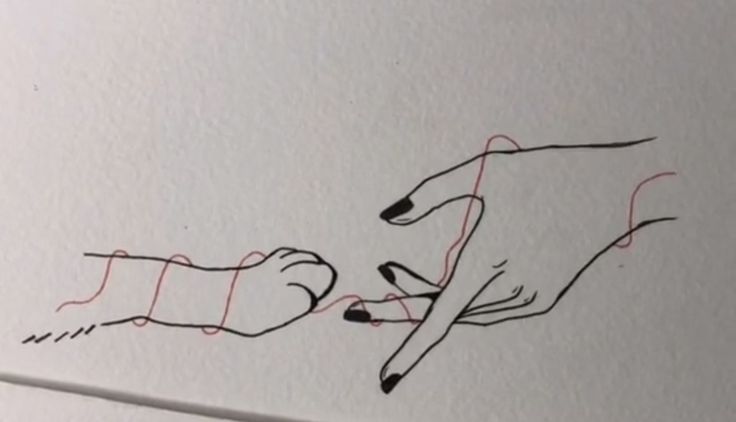 a drawing of two hands touching each other