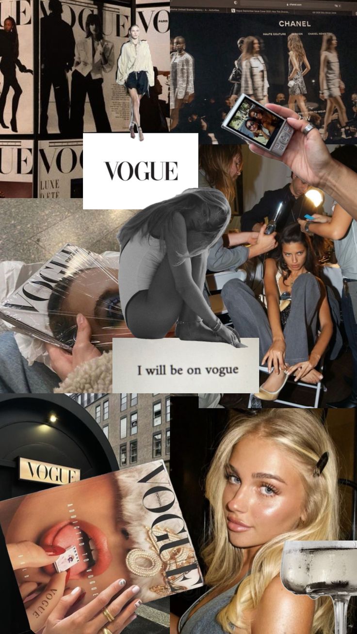 a collage of photos with models and text that reads, i will be on you