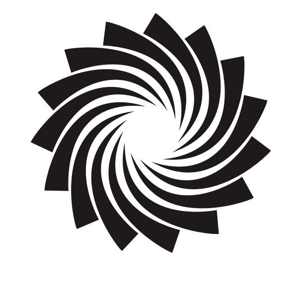 an abstract black and white spiral design on a white background, suitable for use as a logo