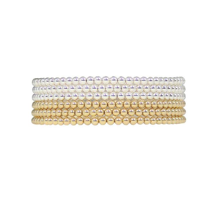 The Ready, Set, Stack Bracelet Set is the Jaimie Nicole version of classic bangles. This one and done beaded bracelet set is versatile, stylish, and makes a great base for anyone wanting to dip their toe into the big wide world of bracelet stacking! Looking to start yourself an arm party? What better way to begin than with our Ready, Set, Stack Bracelet Set? These stackable bracelets are a great way to start building the bracelet stack of your dreams! Available in your choice of gold, silver, ro Silver Bracelet Stack, Mixed Metal Bracelets, Classic Bangles, Bracelet Stacks, One And Done, Signature Bracelet, Stack Bracelet, Bracelet Set Silver, Gold Bracelet Set