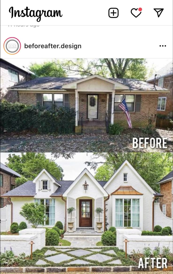 an instagram page with two pictures of houses and the words farmhouse on top of it