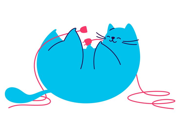 a drawing of a cat playing with a ball on a string and holding it in its paws