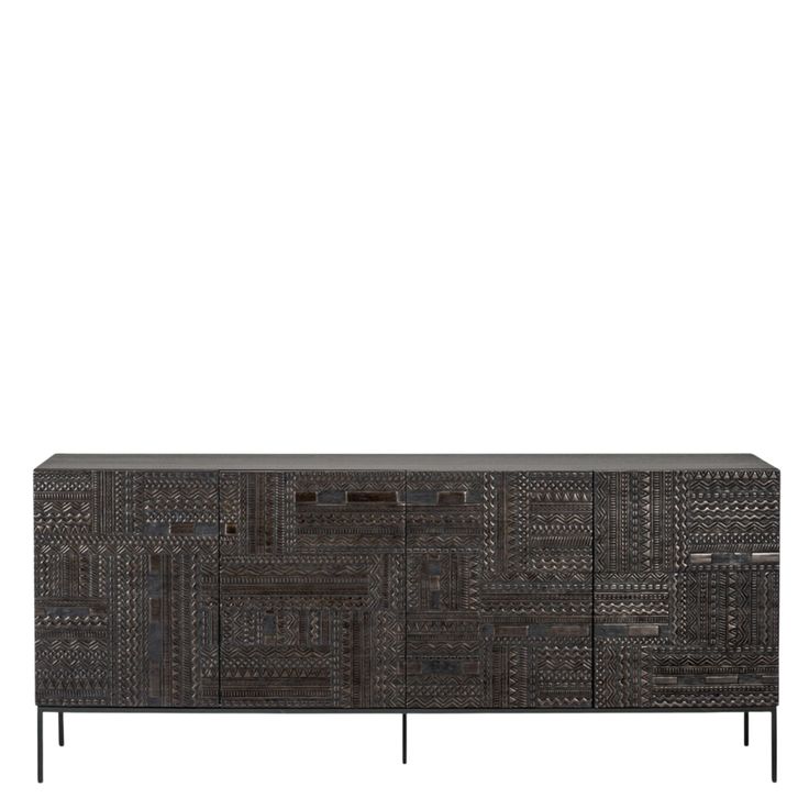 the sideboard is made out of wood and has an intricate pattern on it's sides