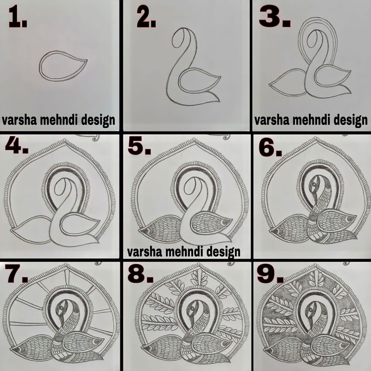 the instructions for how to draw swans in different styles and sizes, with pictures on each side