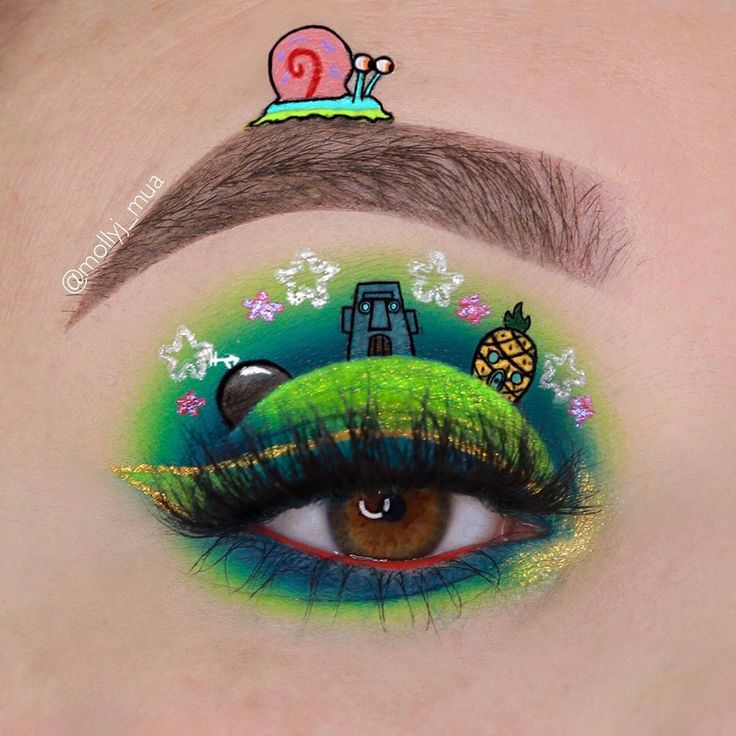 Spongebob Eye Makeup, Spongebob Makeup Ideas, Spongebob Inspired Makeup, Spongebob Makeup Look, Movie Makeup Looks, Spongebob Rave, Makeup Looks Crazy, Spongebob Makeup, Disney Eye Makeup