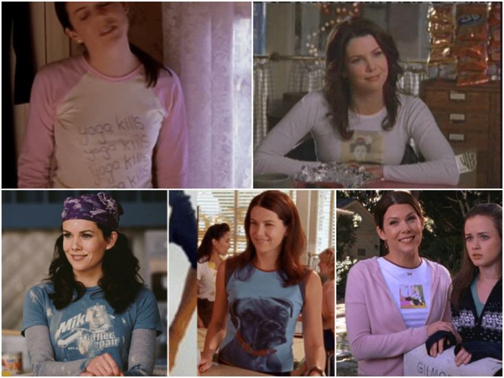 four different pictures of the same woman in their shirts