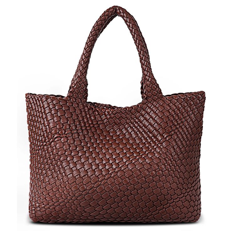 The luxurious A&A Moira Woven Tote Bag features a synthetic leather lining and a PU main material, making it a versatile and elegant choice for any occasion. Its open closure and woven design add an artistic touch to this casual tote, perfect for sophisticated women. Elevate your style with the Woven Crossbody Bags for Women or opt for the Woven Leather Tote for a truly exclusive look. Square Shoulder Bag With Intrecciato Weave For Travel, Elegant Woven Tote Shoulder Bag, Rectangular Intrecciato Weave Bag, Chic Bag With Woven Leather For Daily Use, Trendy Rectangular Hobo Bag With Intrecciato Weave, Trendy Woven Leather Shoulder Bag For Travel, Chic Daily Use Woven Leather Shoulder Bag, Everyday Double Handle Bag With Interwoven Design, Everyday Tote Bag With Interwoven Design