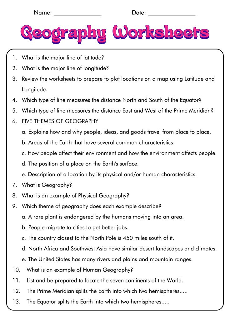 a worksheet with the words geography worksheets