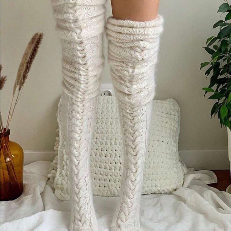 Super Cute And Stylish Ships In 5-10 Business Days White Thigh High Socks, Thigh High Socks Plus Size, Angora Socks, Winter Stockings, Lingerie Patterns, Over Knee Socks, Bed Socks, Cool Winter, Fluffy Socks