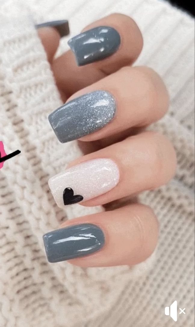 Multi Colored Nails, Wedding Day Nails, Valentines Day Nails, Fancy Nails Designs, Matte Nails Design, Nail Art Designs Diy, Gray Nails, Colorful Nail Designs, Short Nail Designs