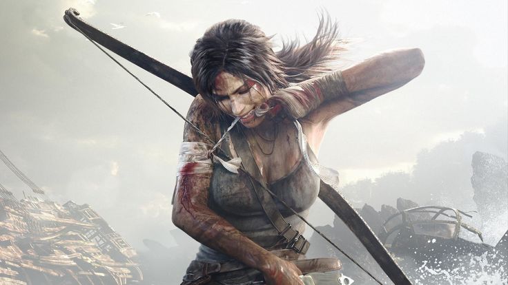 an image of a woman holding a bow and arrow in the middle of a video game