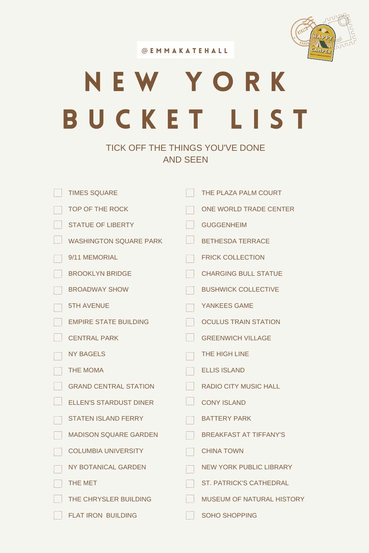 the new york bucket list is shown