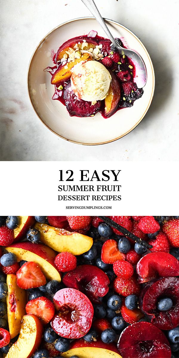 a bowl filled with fruit next to another bowl full of berries and peaches on top