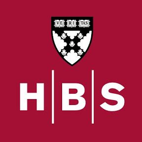 the hbs logo on a red background