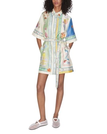 Alemais Elixir Mini Dress Colour Representation, Shirt Mini Dress, Shirt Collar Styles, Ikat Pinggang, Product Shots, Summer Soiree, Turndown Collar, Dress Silhouette, Pocket Shirt