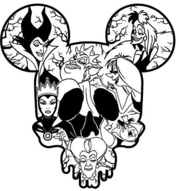 an image of mickey mouse's head with many disney characters on it