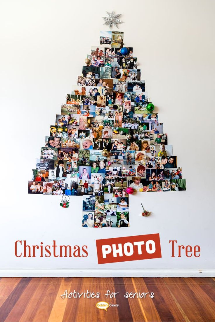 a christmas tree made out of photos is shown with the words photo tree above it