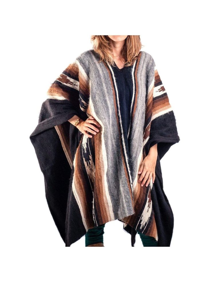 Alpaca Blend Ponchos Alpaca Wool Poncho - Hualhuas Night Black Tones, Wool Poncho, Soft Beige, Accessories Bags Purses, Alpaca Wool, Sheep Wool, Geometric Patterns, Cloak, Alpaca