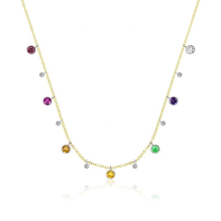 Meira T Rainbow Bezel Necklace Diamond Flower Pendant, Akoya Pearl Necklace, Diamond Tennis Necklace, Bar Pendant Necklace, Bezel Necklace, Rainbow Necklace, Rainbow Jewelry, Dangle Necklaces, Jewelry Appraisal