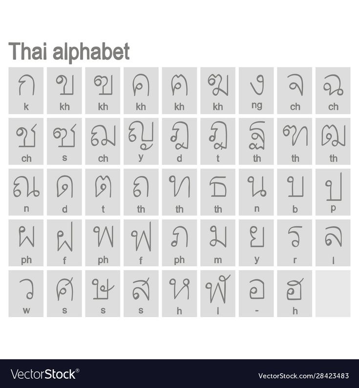 thai alphabets in different languages and letters with the same language as well as numbers