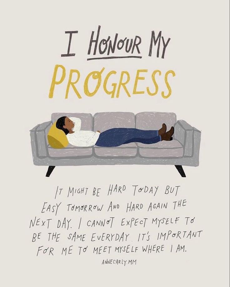 a drawing of a person laying on a couch with the words i honour my progress