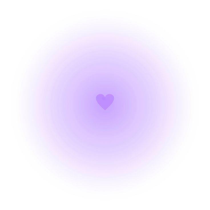 a purple circle with a heart in the center on a white background that appears to be blurry