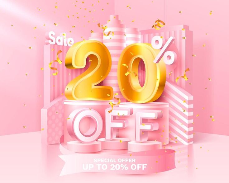 a pink and gold 90 % off sale banner