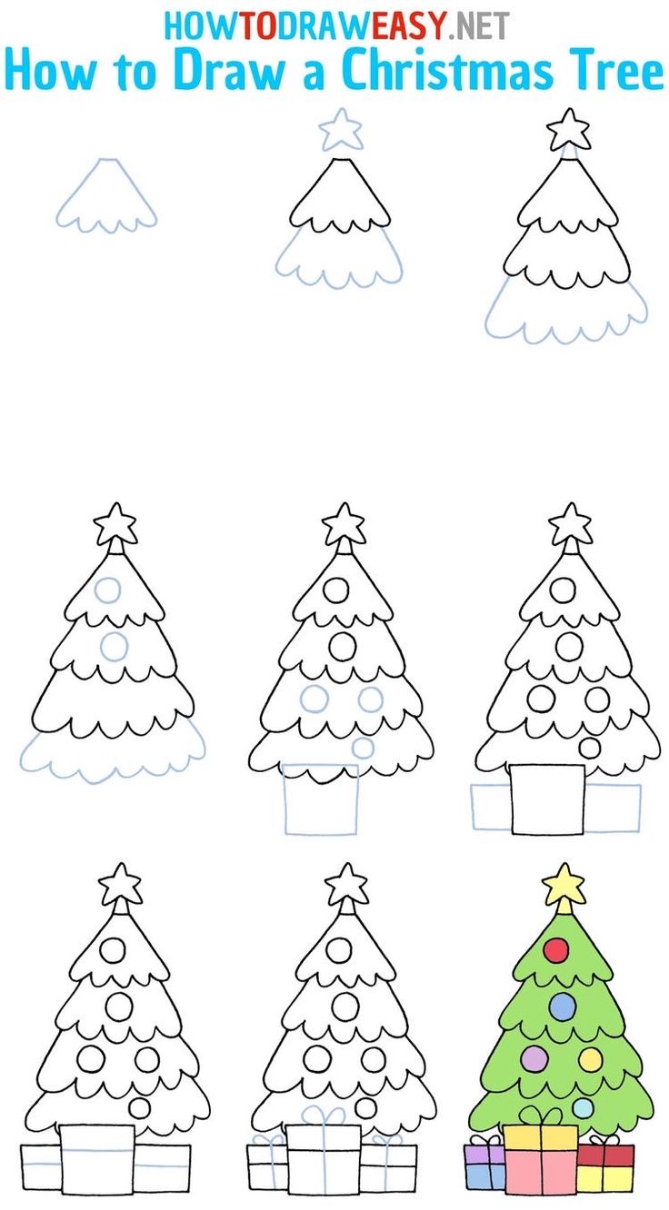 how to draw a christmas tree for kids with easy steps and instructions on how to draw a christmas tree