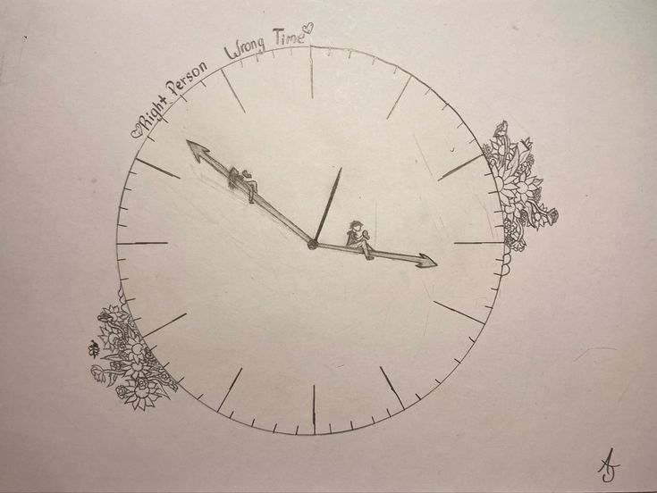 a drawing of a clock with people on it