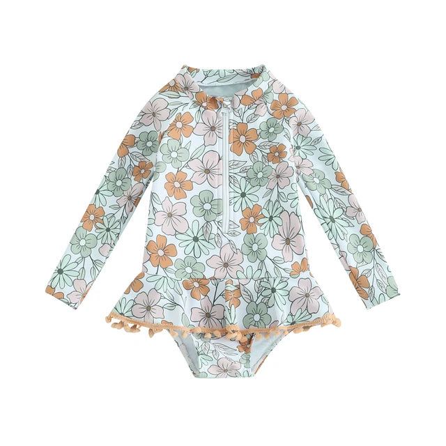 Get your little one ready for some fun in the sun with the CAROLINE Floral Swimsuit! This adorable long sleeve suit for baby girls is the perfect choice for summer outings and beach days. Keep your little fashionista protected and stylish at the same time. Long Sleeve Suit, Rashguard Swimsuit, Floral Swimsuit, Swimwear Sets, Blue Swimsuit, Fun In The Sun, Swimwear Girls, Beach Days