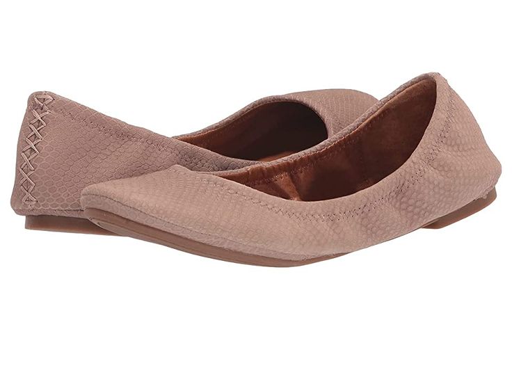 Lucky Brand Emmie - Women's Shoes : Light Antler : The Lucky Brand Emmie leather flat is feminine and versatile with an easy slip-on design, elasticized topline, and a plain rounded toe. Topstitching at heel counter. Breathable man-made lining. Lightly padded footbed provides long-lasting comfort. Flexible rubber outsole. Imported. Measurements: Heel Height: 1 4 in Weight: 4 oz Product measurements were taken using size 8.5, width M. Please note that measurements may vary by size. Weight of foot Suede Slip-on Ballet Flats For Fall, Spring Leather Sole Slip-on Flats, Comfortable Brown Flats With Textured Sole, Spring Synthetic Slip-ons For Work, Synthetic Spring Slip-ons For Workwear, Spring Workwear Synthetic Slip-ons, Slip-on Ballet Flats For Work, Everyday Slip-on Ballet Flats With Almond Toe, Beige Slip-on Ballet Flats For Fall