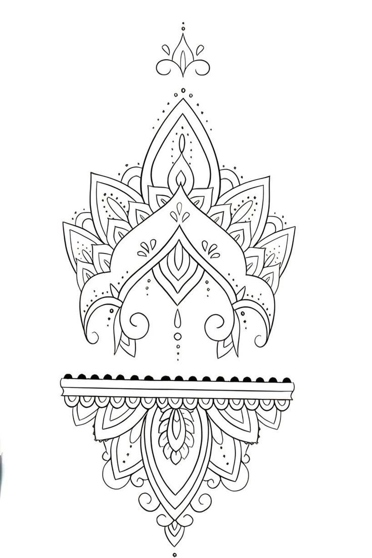 a black and white drawing of a flower with an ornate design on the bottom corner