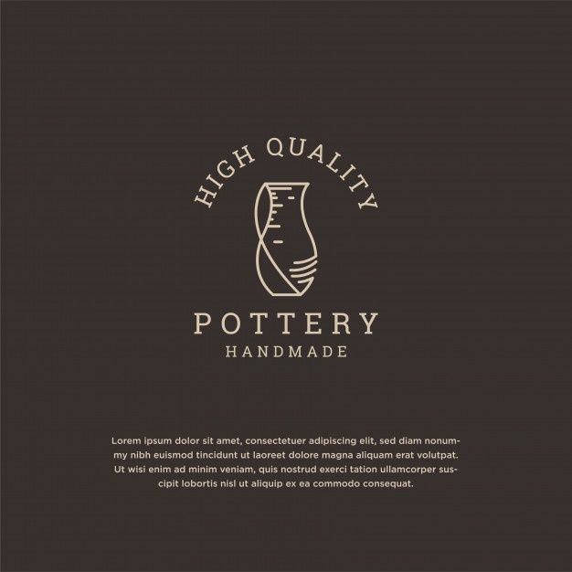 the logo for high quality pottery handmade, which is designed to look like a vase