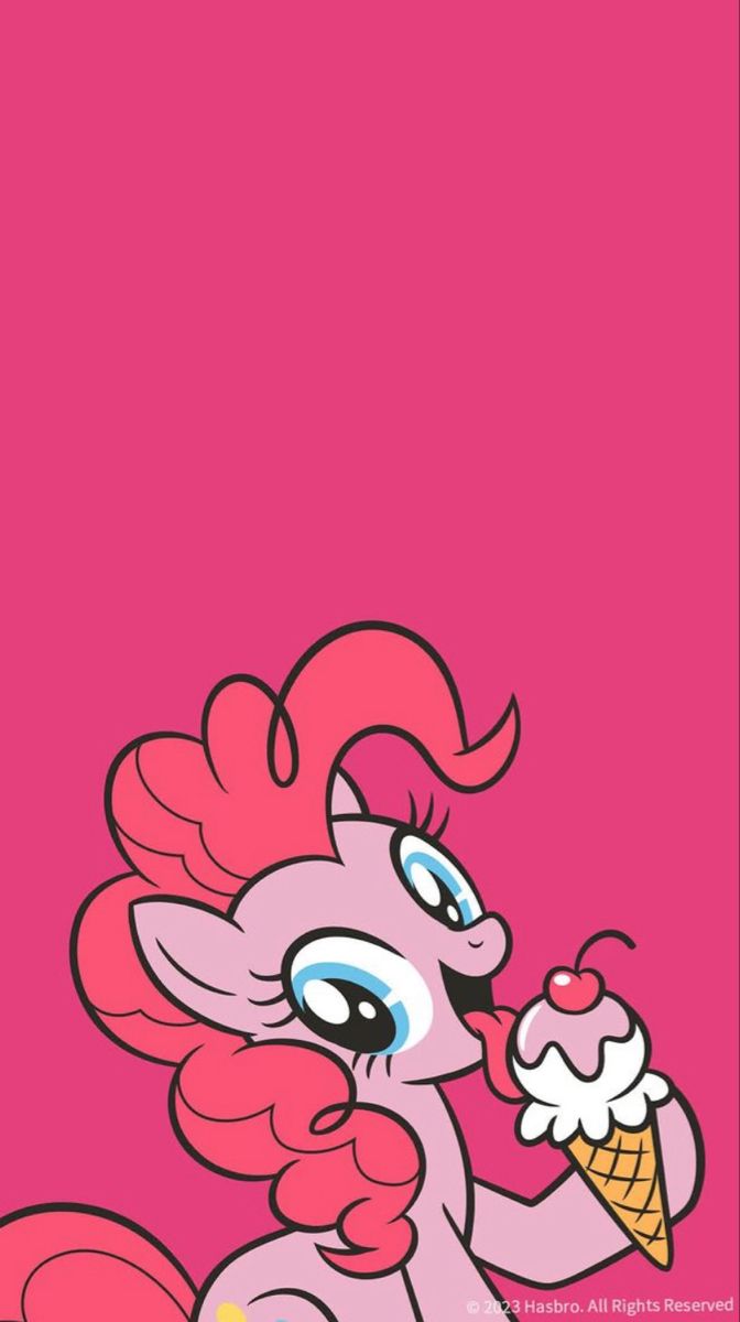 the pinkie pony eating an ice cream cone