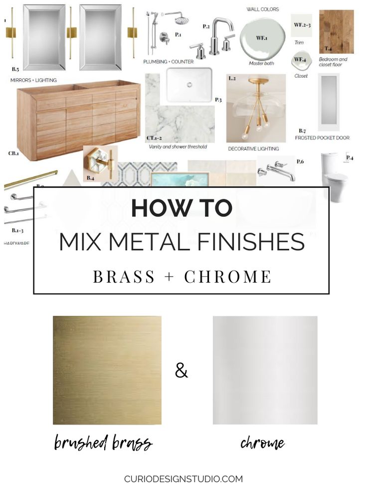 how to mix metal finishes for brass and chrome bathroom cabinets, drawers, and mirrors