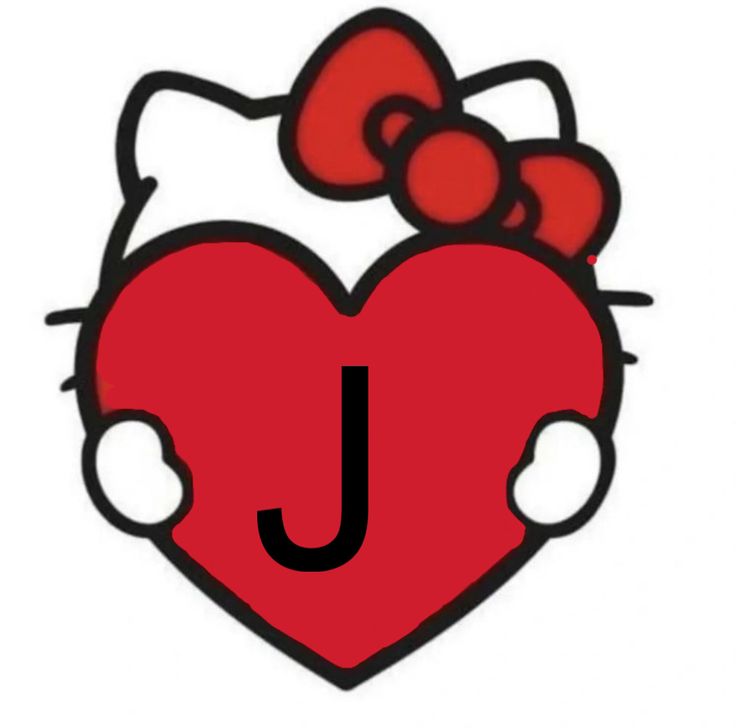 a hello kitty heart with the letter j on it