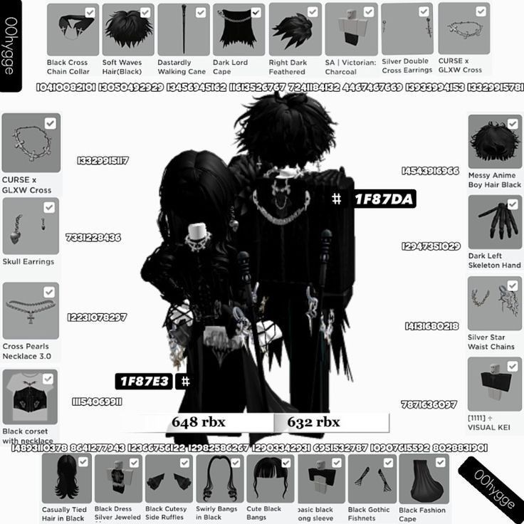 an info sheet showing the different hairs styles and haircuts for each individual character