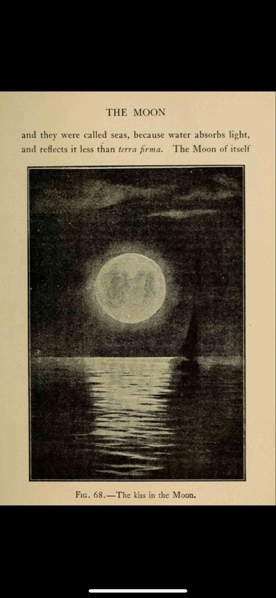 an old book with the moon above water