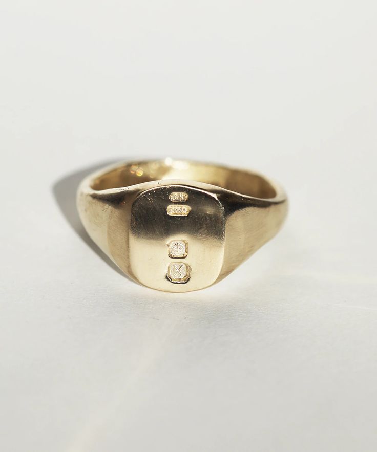 Small Signet Ring Hallmarked 14k gold Men’s Wedding Band Signet, Mens Gold Ring Vintage, Mens Gold Signet Rings, Letter Collection, Women's Wedding Bands, Gold Pinky Ring, Signet Rings Women, Mens Pinky Ring, Diamond Signet Ring