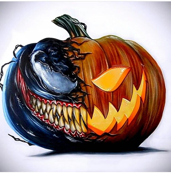 a drawing of a pumpkin with teeth and fangs