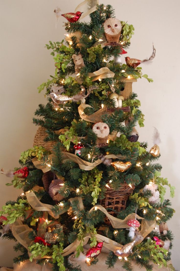 a decorated christmas tree with ornaments and lights