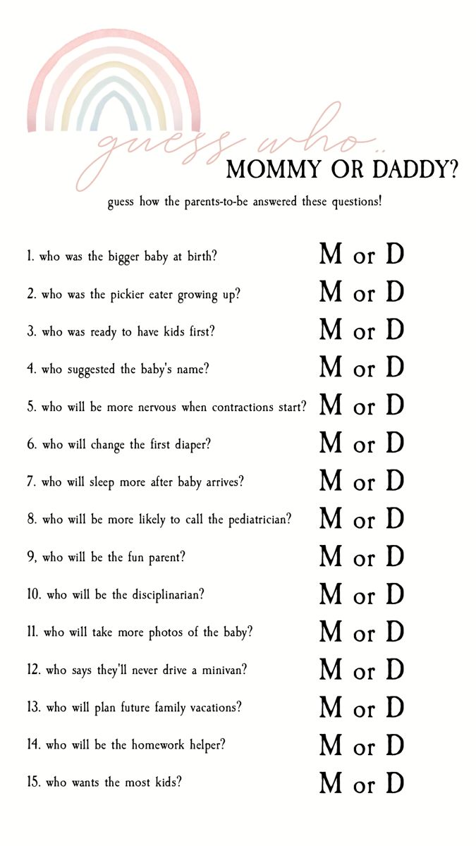 the printable mommy or daddy game