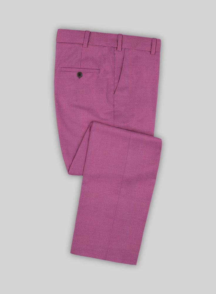 Make a bold statement and stand out in a Napolean Fuchsia Pink Wool Pants. Crafted with a luxurious wool blend, these pants boast a solid pattern in an eye-catching fuchsia pink shade that guarantees you'll be the center of attention. The vibrant hue adds a touch of uniqueness to your wardrobe, making it ideal for those who dare to be different. These pants are perfect for weddings, formal events, or any occasion where making a memorable impression is key. Choose this suit not just for its distinctive color but for its promise to make every moment memorable.   Look Includes   Napolean Fuchsia Pink Wool Fabric  Cross Pocket  Flat Front  Two Welted Back Pockets on Trousers   Click 'Customize Now' to modify the look if needed.  Lining: Viscose, Dry Clean, Pants can be lightly washed. Pink Stretch High-waisted Dress Pants, Luxury Full-length Pink Pants, Luxury Pink Trousers, Blue Tweed Jacket, Tweed Shirt, Peaky Blinders Suit, Seersucker Suit, Herringbone Tweed, Green Suit