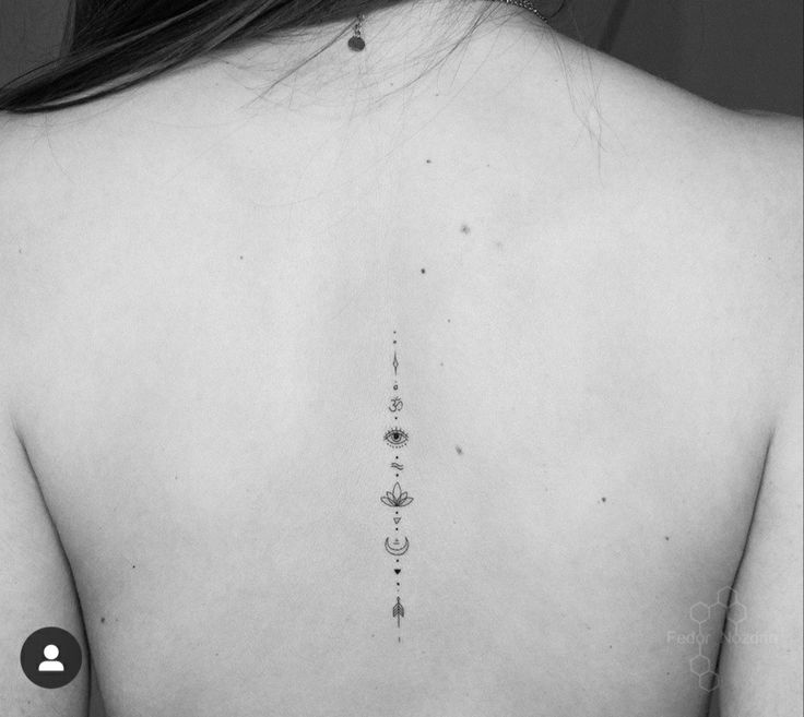 the back of a woman's neck with tattoos on it