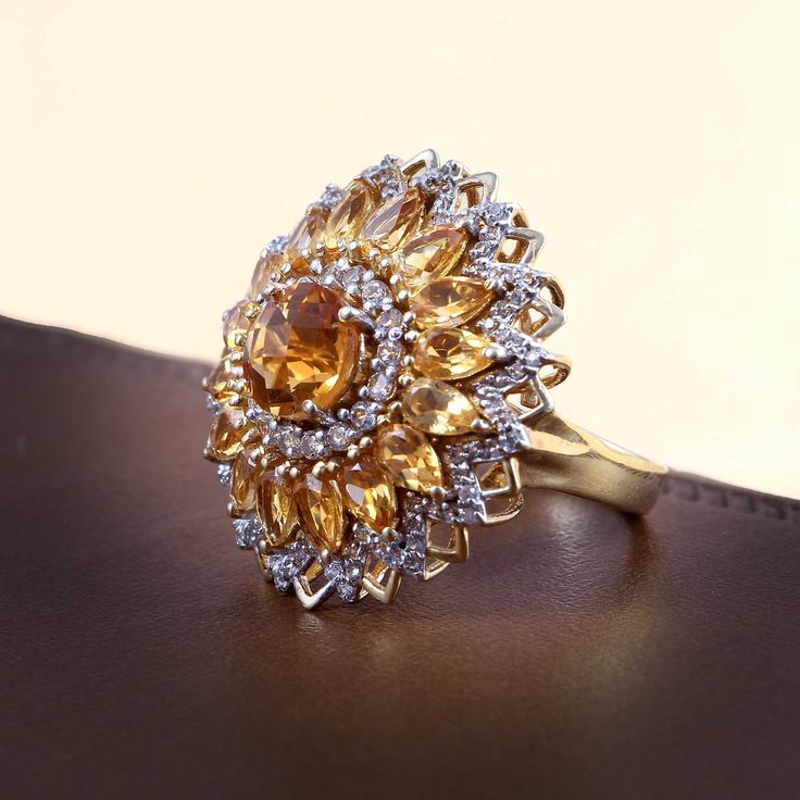 Gemstone: Natural Citrine This Beautiful Flower ring features a 8 MM Round cut Natural Citrine and sterling silver finished with yellow Gold rhodium Plated. It is made by hand. Product Description Main stone: Natural Citrine Access Stone : Citrine Pear Cut Metal type: 925 sterling silver finished with Yellow Gold rhodium Plated. Rhodium nickel free Made In : Jaipur Rajasthan Payment Policy------------------------------ we accept payment through PayPal only, Payment should be made within 3 days o Citrine Wedding Ring, Citrine Wedding, Citrine Ring Engagement, Rose Gold Plated Ring, Engagement Rings For Women, Citrine Jewelry, Topaz Engagement Ring, Yellow Gemstones, Victorian Rings