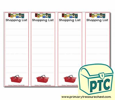 the shopping list is shown in red and white