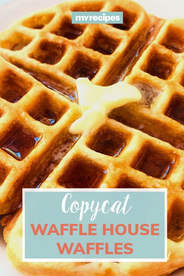 waffles with syrup on top and the words copycat waffle house waffles